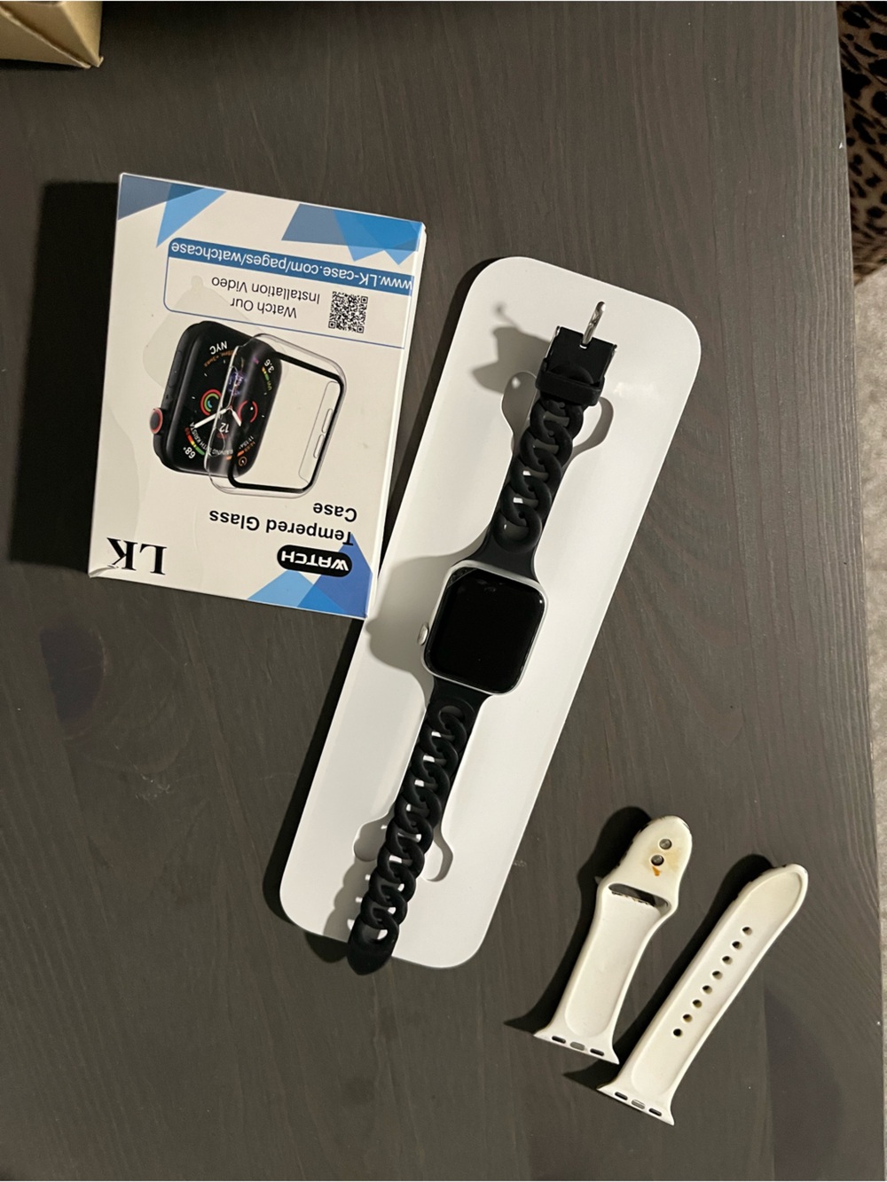 Apple Watch with Black Chain-Link Silicone Band